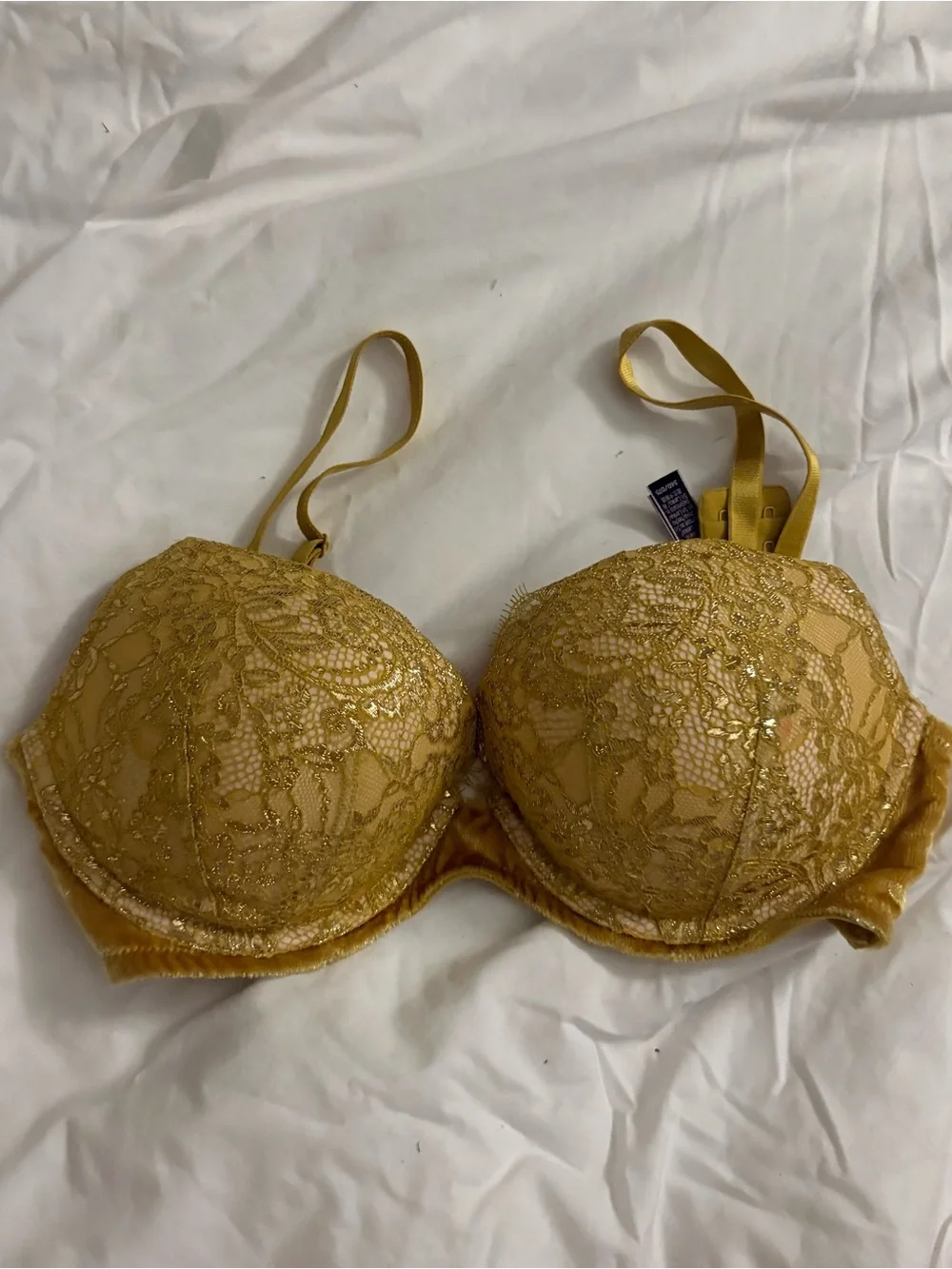Victoria secret lace 34d Push-Up Bra in Mustard Yellow Gold